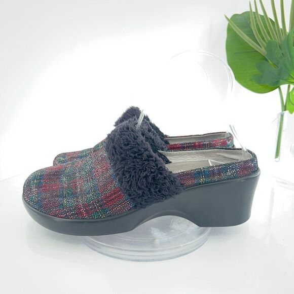 Alegria Women's Isabelle Mule Size 37 7 Tartan Leather Red Lines Slip On Comfy - Picture 5 of 14
